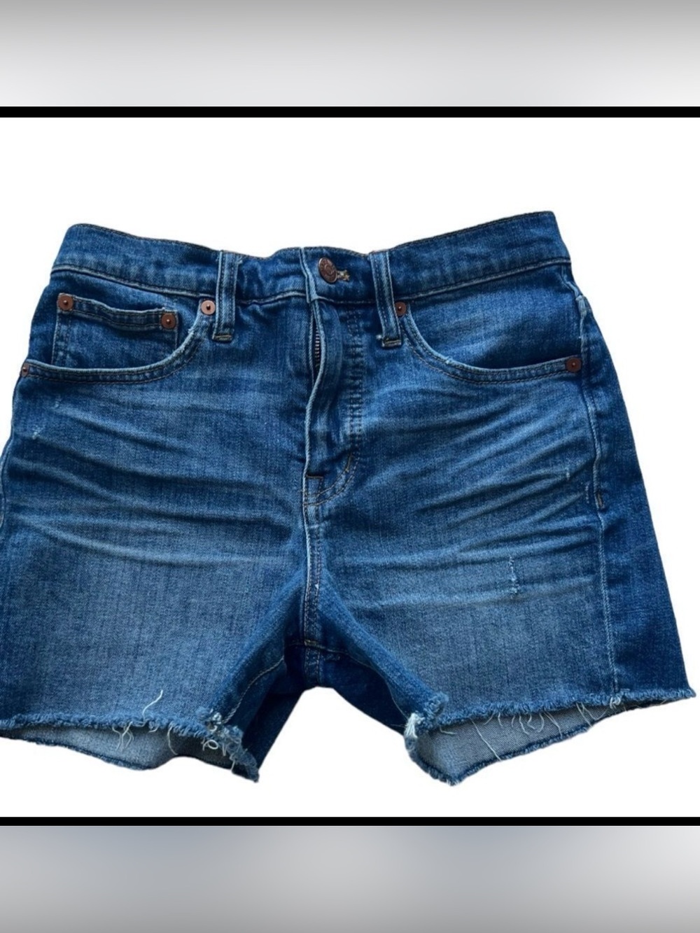 Madewell Cutoff  Blue Mid Rise Raw Hem Distressed Jean Casual Summer Shorts 25